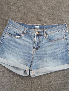 Old Navy Light Blue Rolled-Hem Denim Shorts Sz 12 EUC